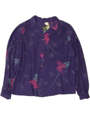 Graduation Attire VINTAGE Womens Shirt IT 52 2XL Purple Floral Wool