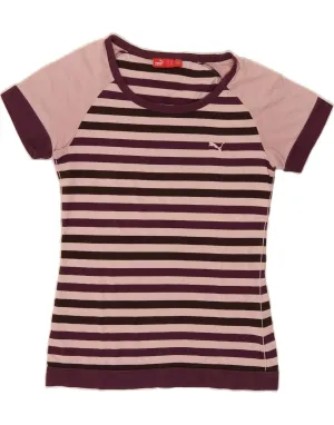 cotton material PUMA Womens T-Shirt BEST SELL UK 12 Medium  Purple Striped