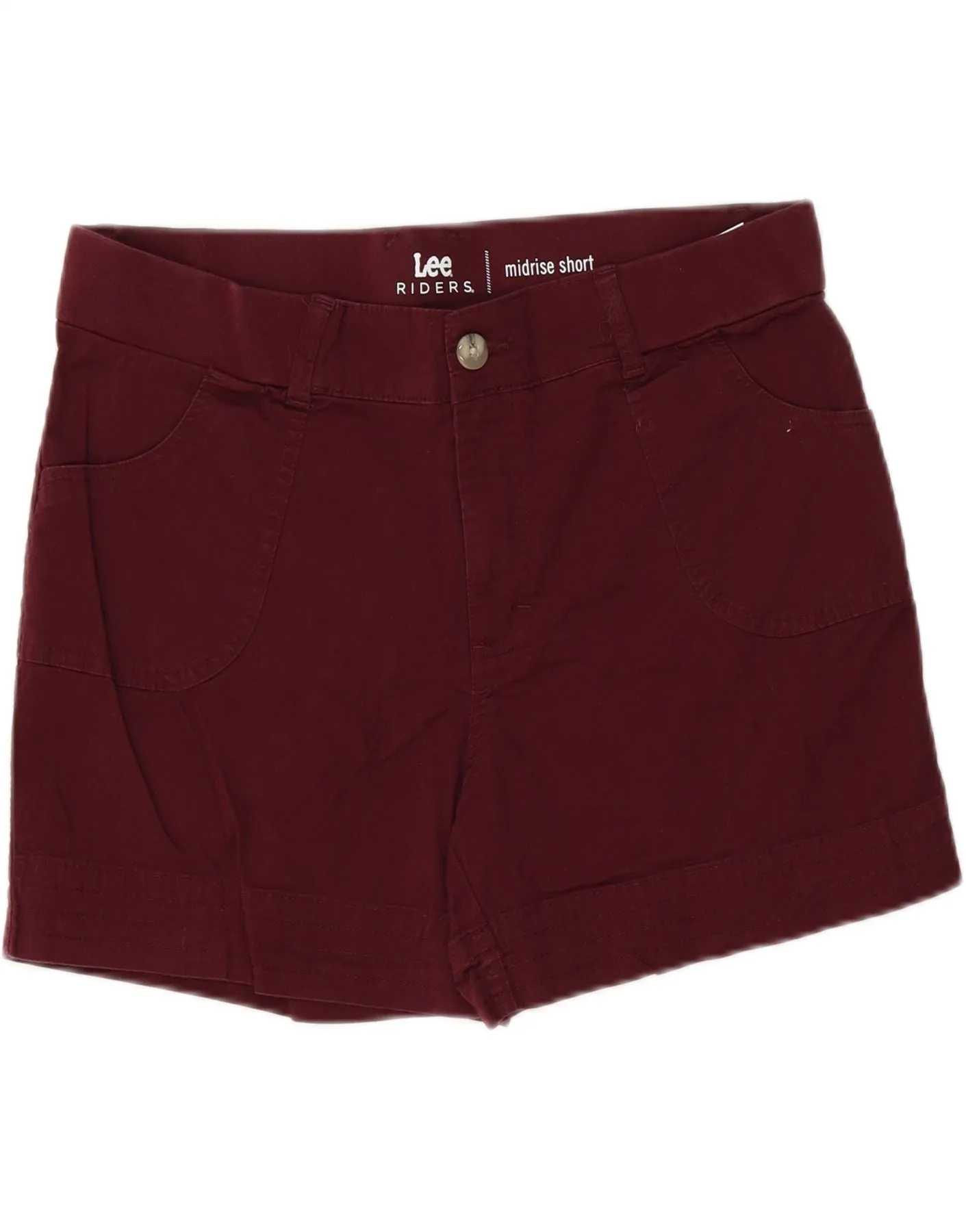 Advanced Moisture Management Mix-And-Match LEE Womens Riders Mid Rise Casual Shorts US 14 XL W38 Maroon Cotton