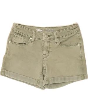 MOSSIMO Womens Mid Rise Denim Shorts US 0 XS W25  Khaki Cotton Comfort First Fit