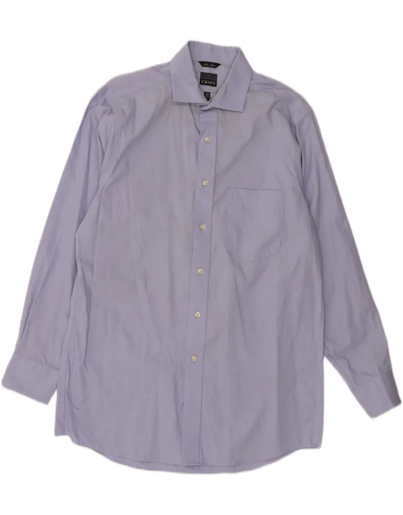 Fitted Cut All-Weather Ready CHAPS Mens Classic Fit Shirt Size 15 1/2 Medium Blue Cotton