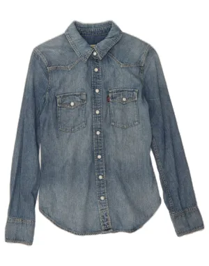LEVI'S Womens Denim Shirt UK 6 XS Blue Breathable Cotton