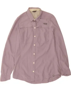 EDDIE BAUER Womens Shirt UK 14 Medium Purple Check Polyester Classy Detail