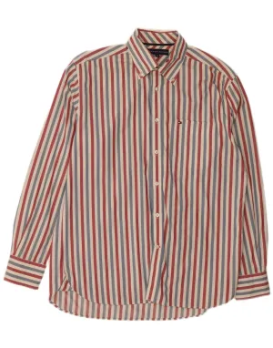 Distressed finish On-The-Go Style TOMMY HILFIGER Mens Shirt Medium Multicoloured Striped Cotton