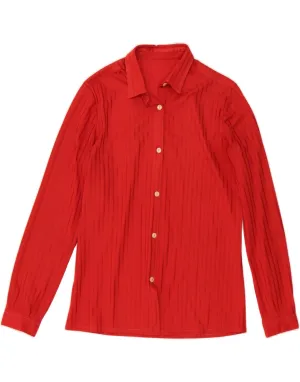 Soft Touch Fabric Hooded Option VINTAGE Womens Shirt Blouse UK 12 Medium Red Striped