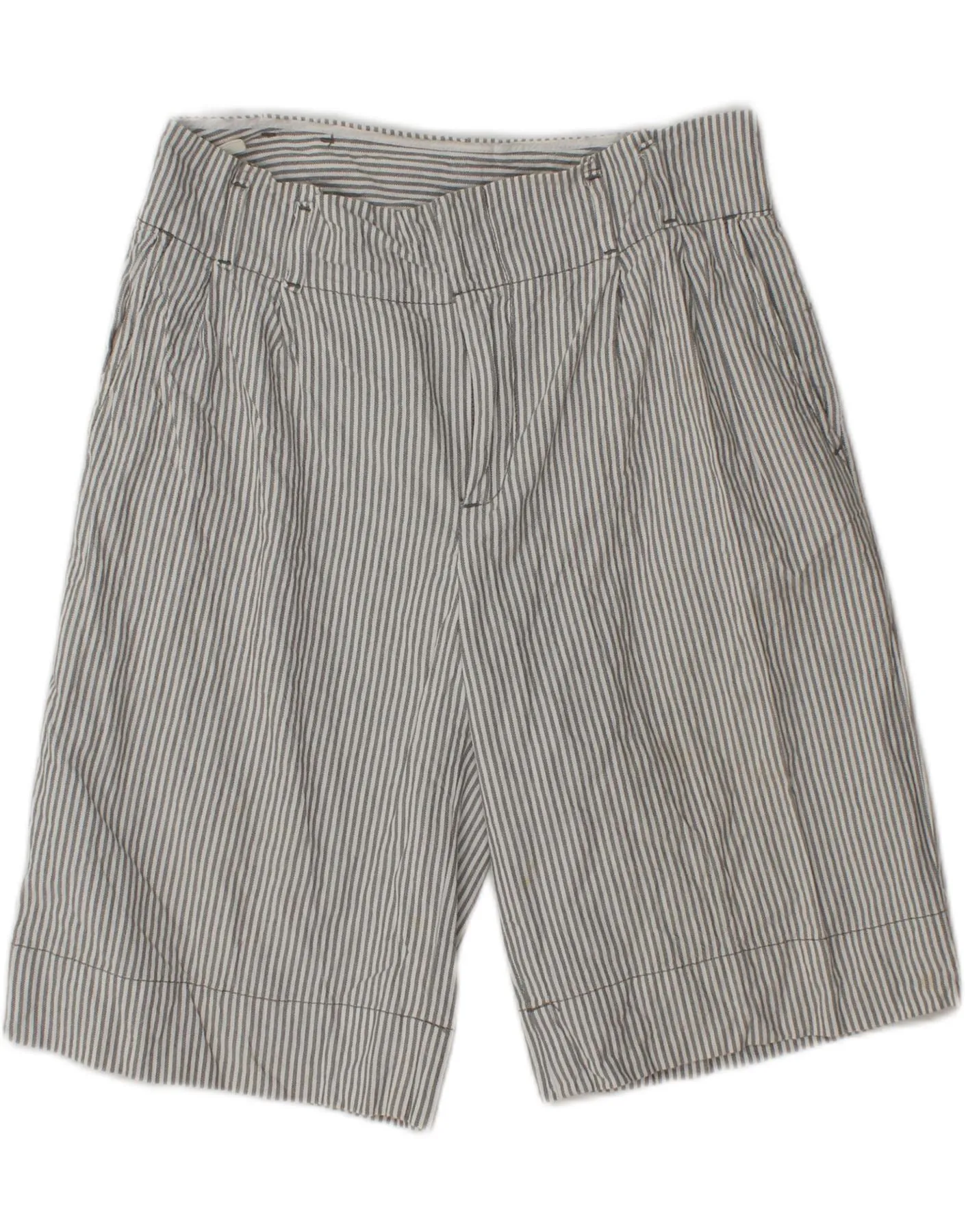 beach volleyball gear Everyday Ready BENETTON Mens Chino Shorts W28 Small Grey Striped Cotton