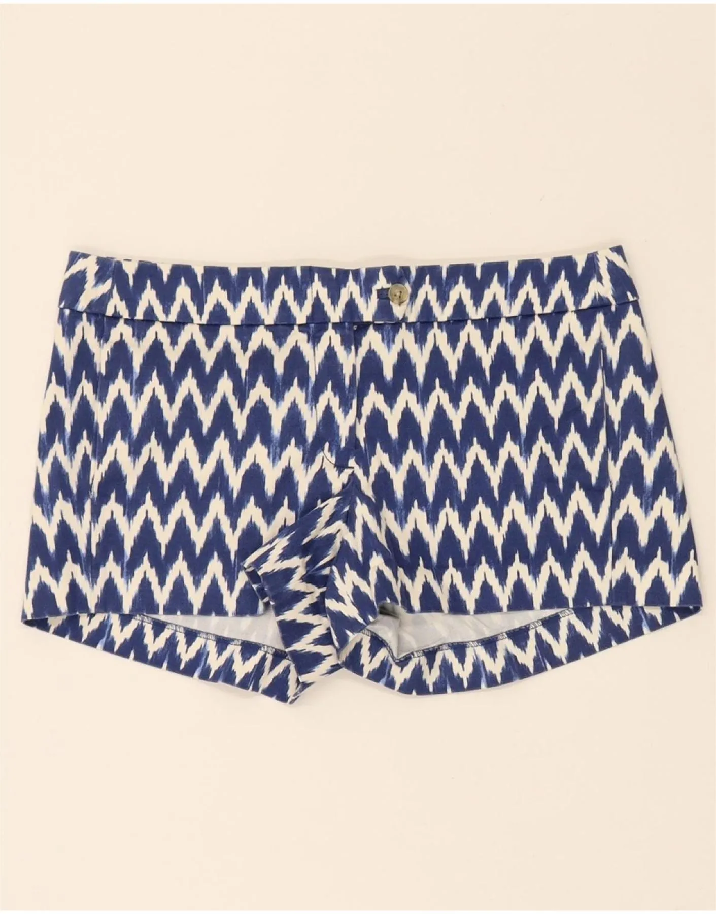 J. CREW Womens Chino Shorts US 8 Medium W33 Blue Chevron Cotton Multi Pocket Utility