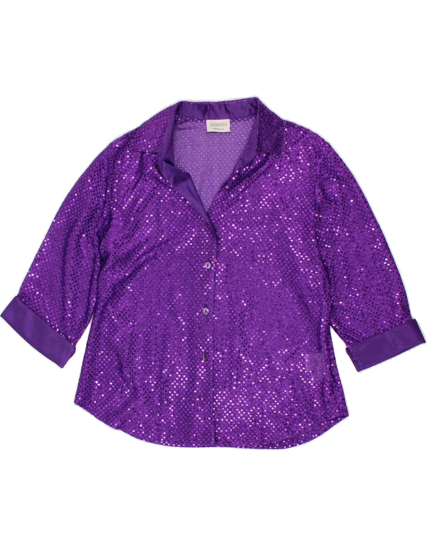 CANDA Womens Shirt Blouse UK 18 XL Purple Polyamide Year-Round Wear slim cut