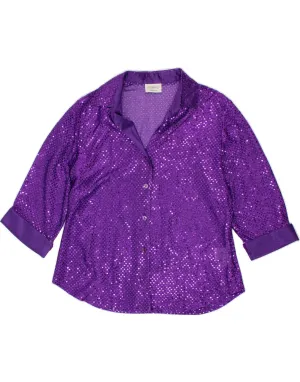 CANDA Womens Shirt Blouse UK 18 XL Purple Polyamide Year-Round Wear slim cut