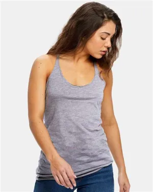 US Blanks US575 Women's Raw Edge Racer Tank Top DoubleStitchedHem Weekend Smart Look