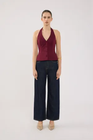 Perfect Stranger Luca Halter Tailored Vest Burgundy well known