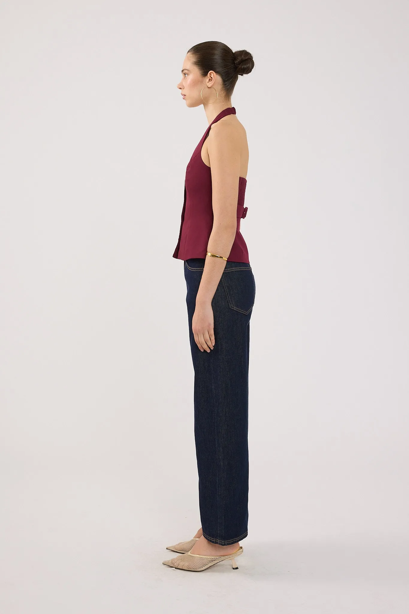 Perfect Stranger Luca Halter Tailored Vest Burgundy Low Profile Design most