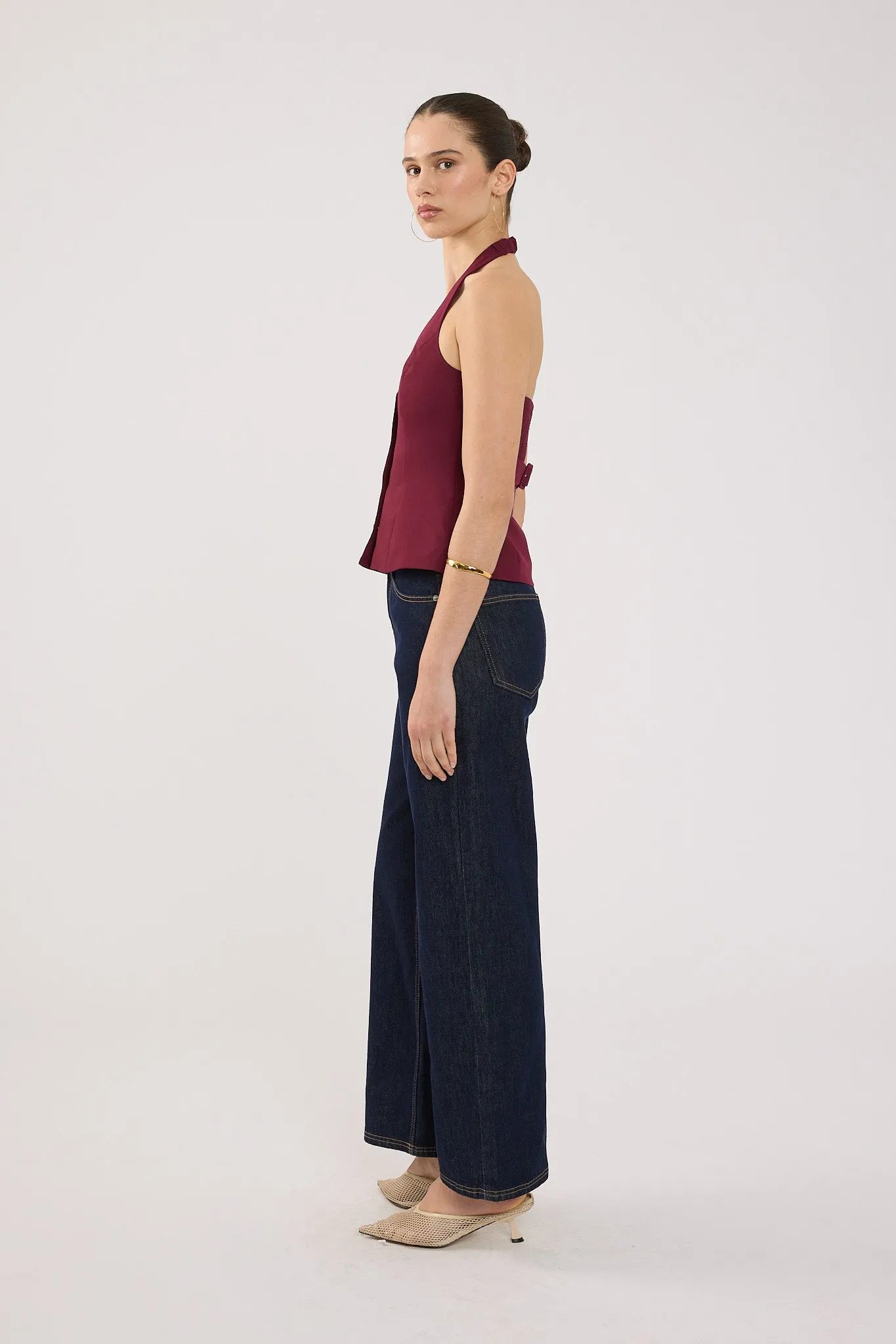 Attractive Appearance Perfect Stranger Luca Halter Tailored Vest Burgundy