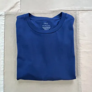 Drop Shoulder Cut Short Sleeve Supima Crew Tee, Navy