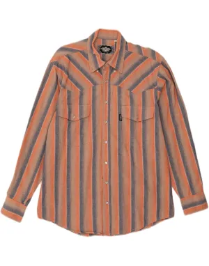 STARS & STRIPES Mens Shirt Medium Orange Striped Advanced Moisture Management