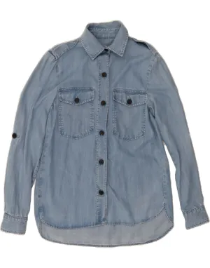 Airflow Ventilation System Breathable back panel ZARA Womens Denim Shirt UK 6 XS Blue Lyocell