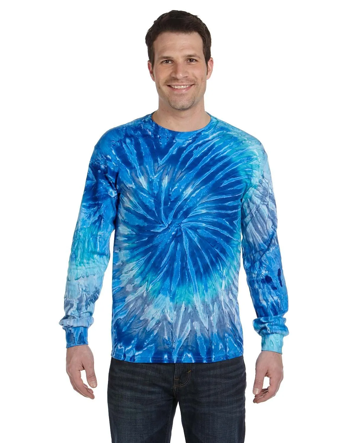 Basic Comfort Layered Shoulder Design Tie-Dye CD2000 Adult 5.4 oz. 100% Cotton Long-Sleeve T-Shirt