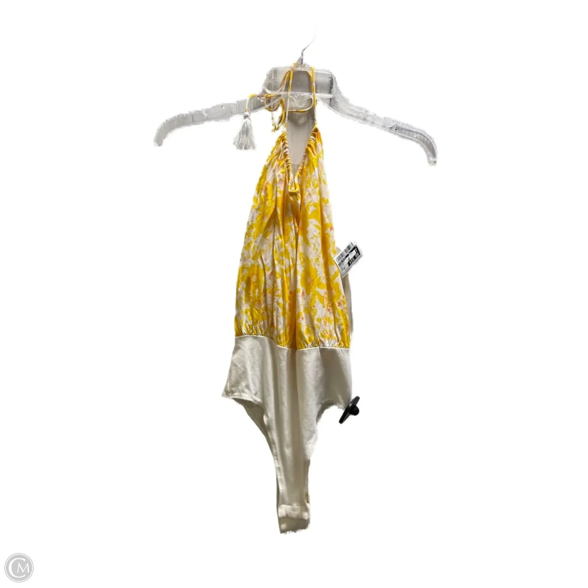 Bodysuit By Free People In Yellow, Size: Xs asymmetrical bodysuit leopard bodysuit
