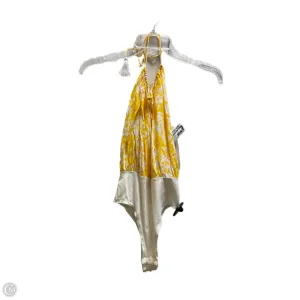 Bodysuit By Free People In Yellow, Size: Xs asymmetrical bodysuit leopard bodysuit