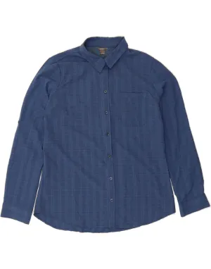 Student Essential High Neck EDDIE BAUER Womens Shirt UK 16 Large Navy Blue Check Nylon