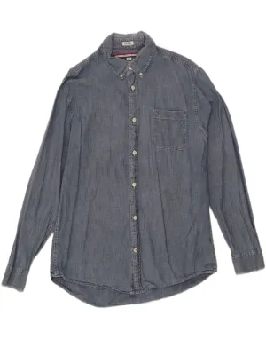 TOMMY HILFIGER Mens Custom Fit Shirt Large Blue Cotton Social Meetup