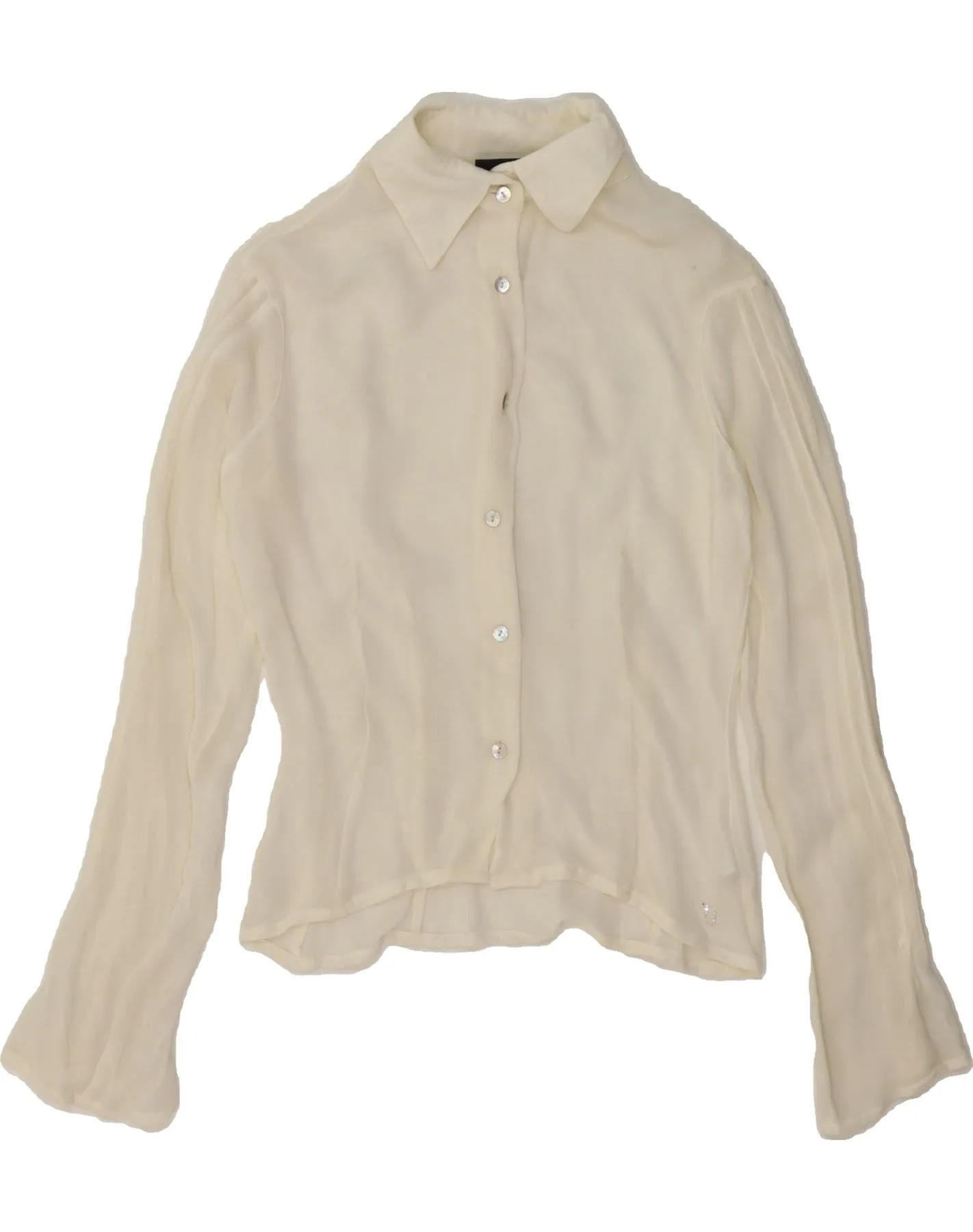 Winter Retreat TRUSSARDI JEANS Womens Shirt Blouse UK 6 XS Off White Viscose