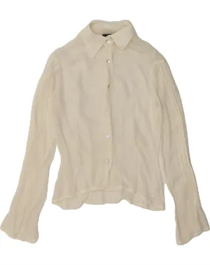 Winter Retreat TRUSSARDI JEANS Womens Shirt Blouse UK 6 XS Off White Viscose