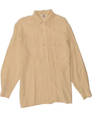 VINTAGE Womens Shirt UK 14 Medium Beige Flexible Mobility Eco Friendly Material