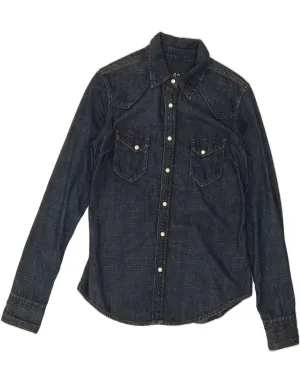 Winter Fashion GAP Womens Denim Shirt US 10 Large Navy Blue Cotton