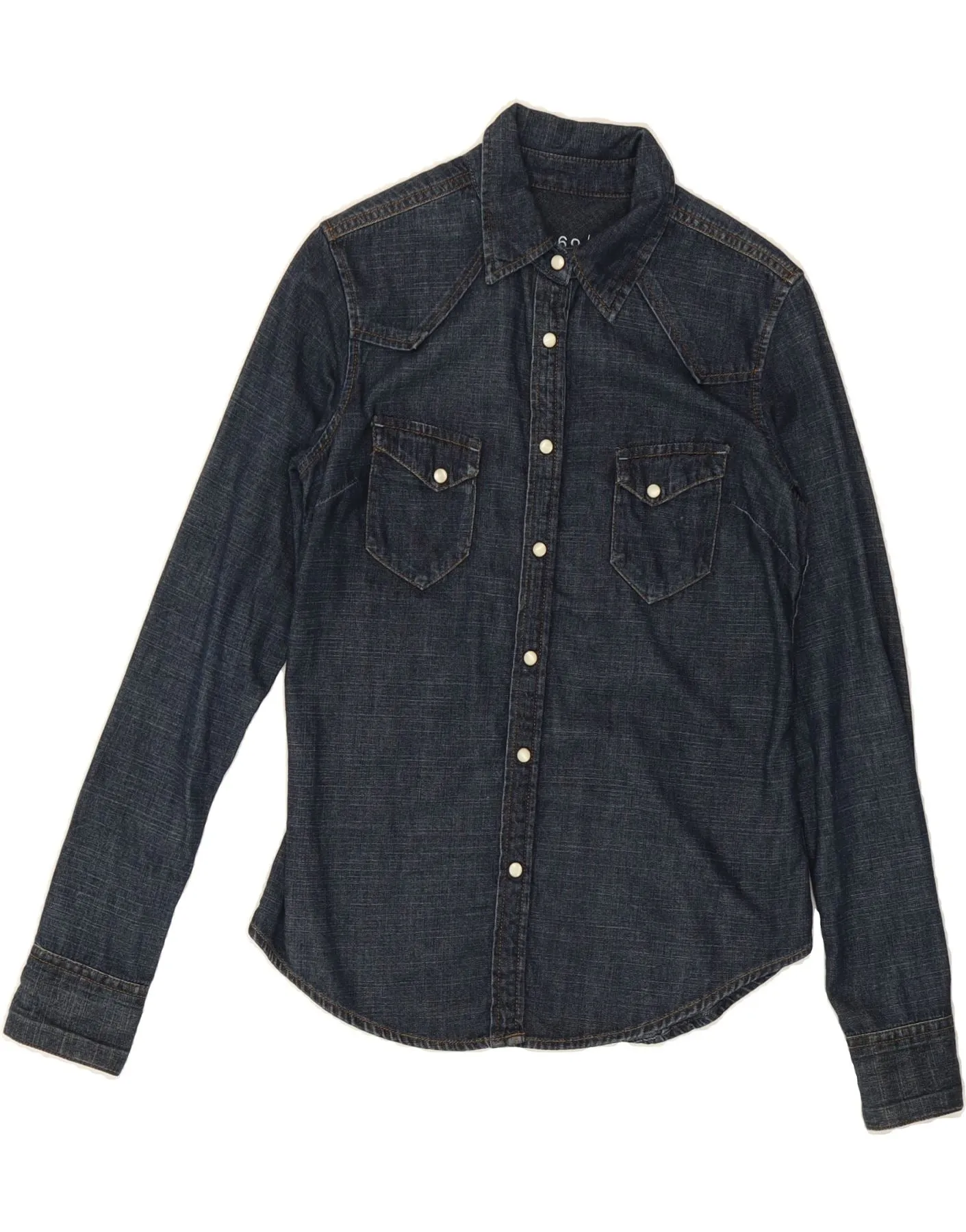 Winter Fashion GAP Womens Denim Shirt US 10 Large Navy Blue Cotton