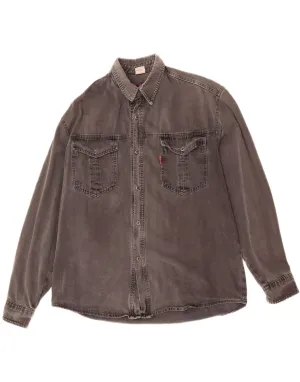 Autumn Look youth trend VINTAGE Mens Denim Shirt XL Grey Cotton
