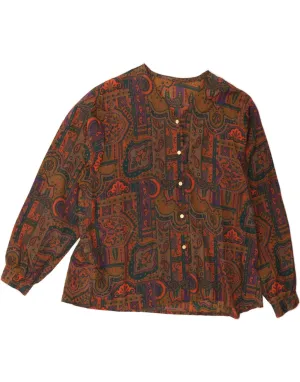 VINTAGE Womens Shirt Blouse UK 20 2XL Brown Paisley Traveler??s Choice