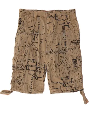 Quick Fit Performance CAMP DAVID Mens Graphic Cargo Bermuda Shorts XL W38 Beige
