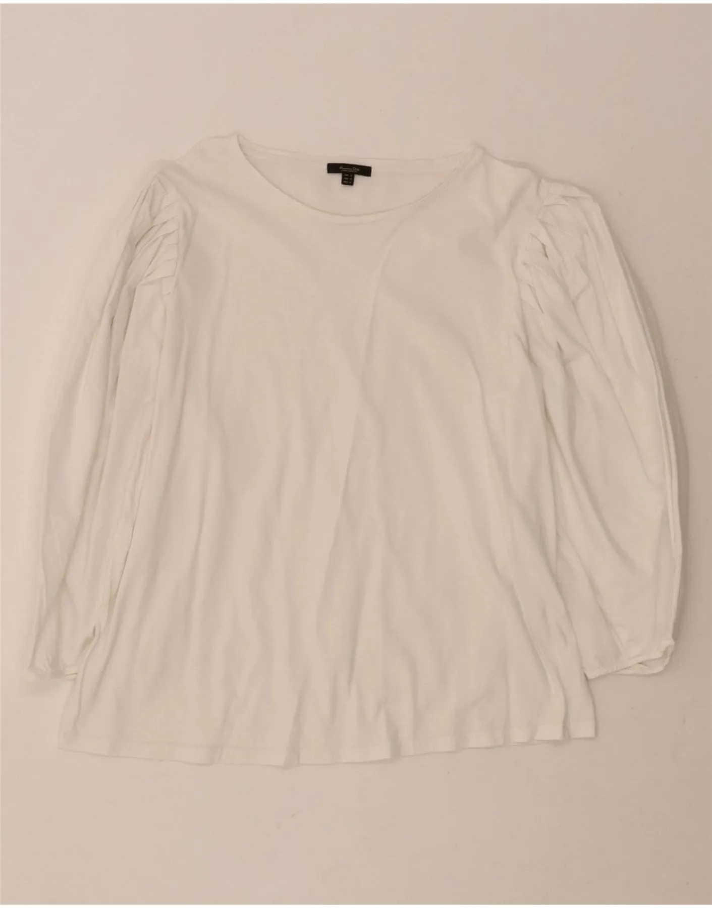 MASSIMO DUTTI Womens Top 3/4 Sleeve UK 14 Medium White Versatile Comfort Style Picnic