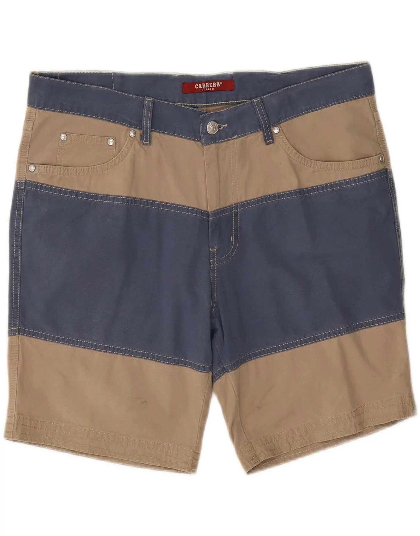 CARRERA Mens 618 Casual Shorts W36 Large Beige Colourblock Cotton Sleepwear Quick Drying Fabric