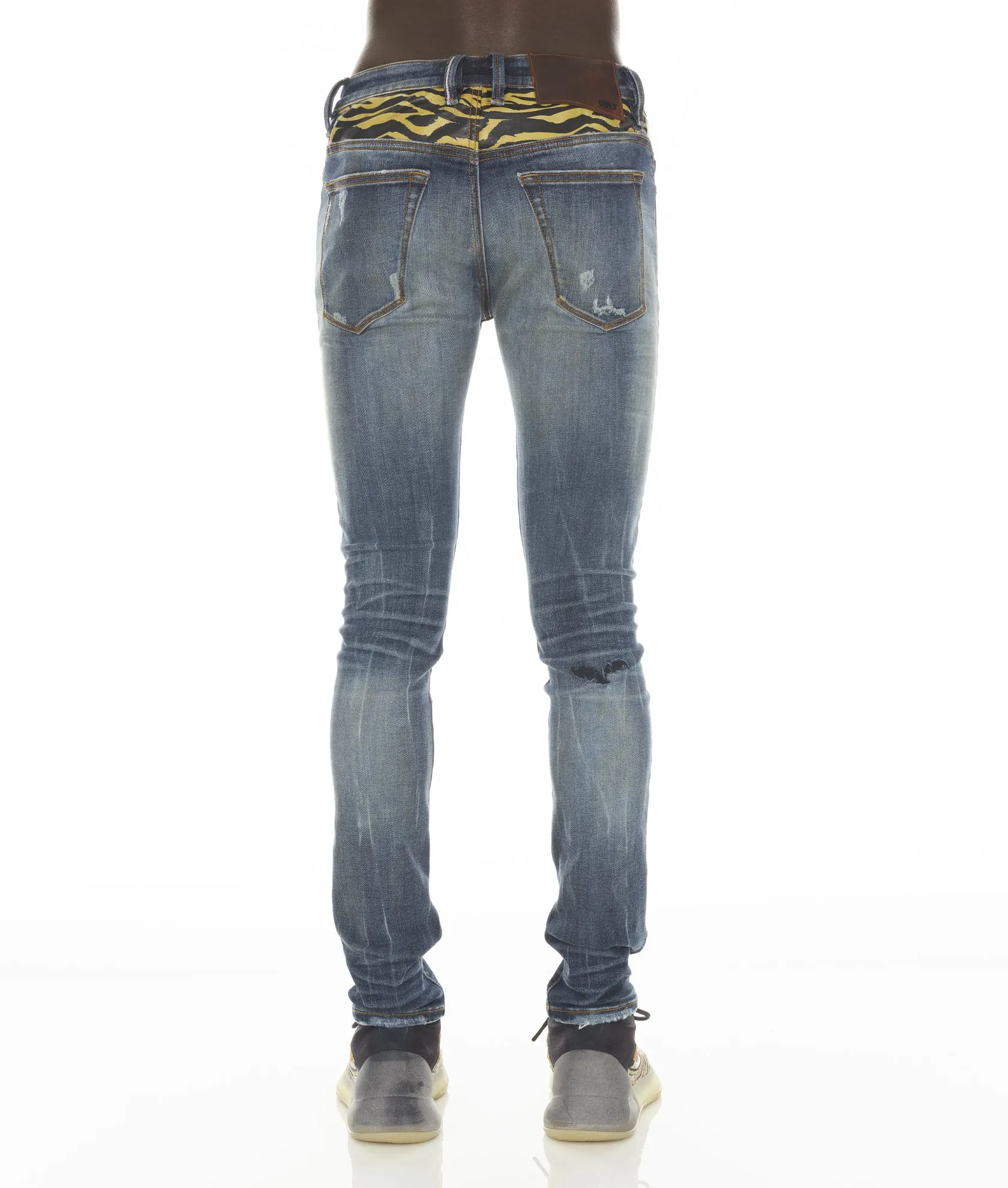 PUNK SUPER SKINNY IN TIGER LUCKY BASTARD Evening Stroll Stretch Breathable Hidden Rivet Details