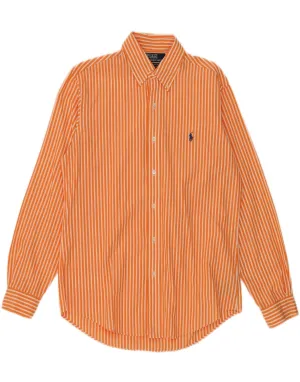 POLO RALPH LAUREN Mens Shirt Size 15 1/2 39 Medium Orange Pinstripe Gym Appropriate Local Favorite