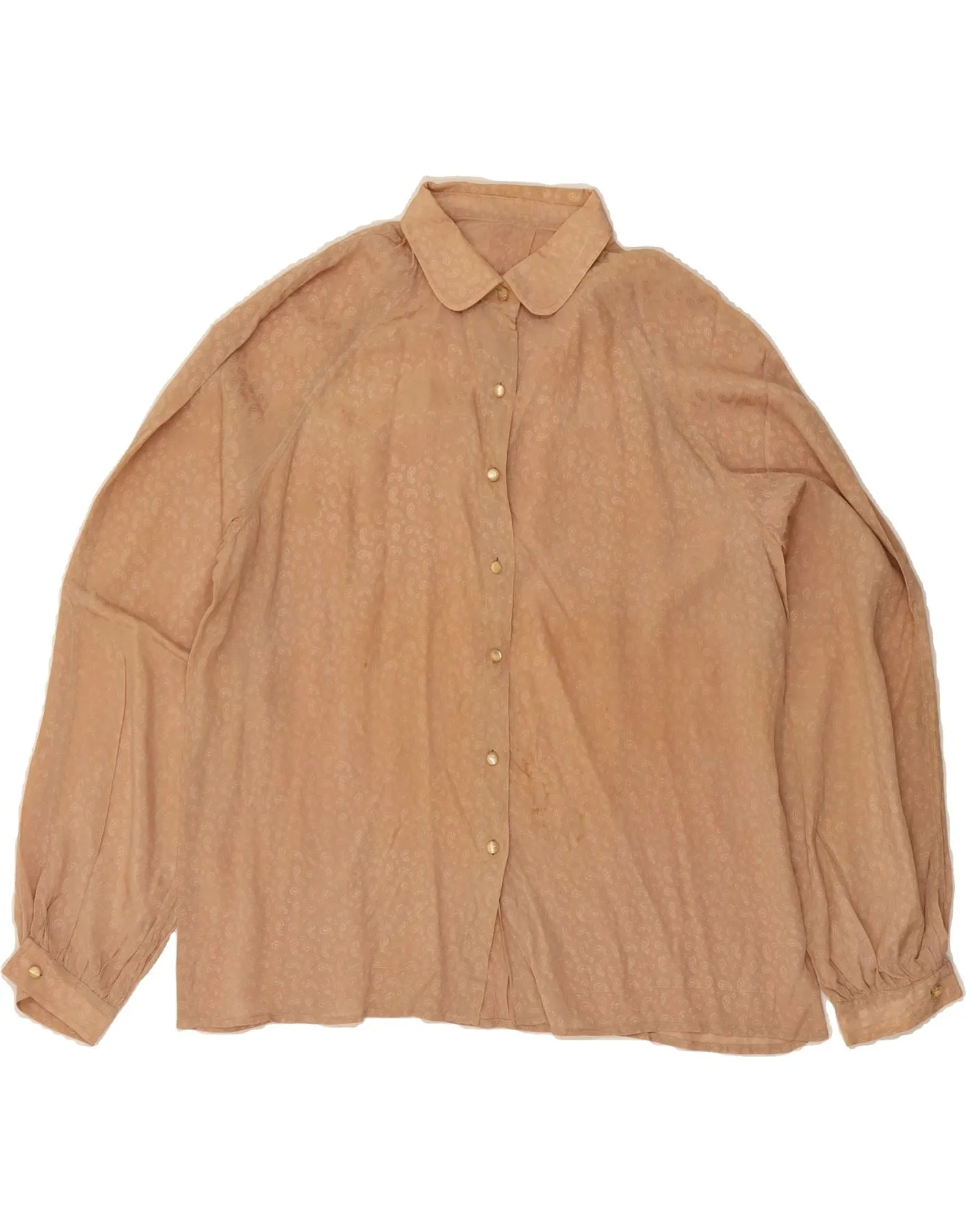 Eco Dye Technique VINTAGE Womens Shirt Blouse UK 14 Large Brown Paisley