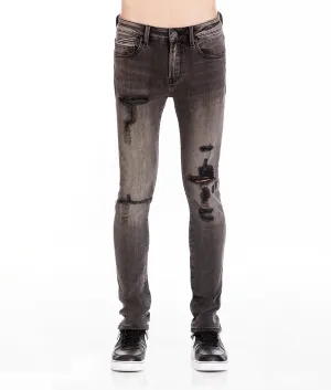 Classic Fit Stylish Daily Wear Parent Style PUNK SUPER SKINNY IN FLINT BLACK JEANS