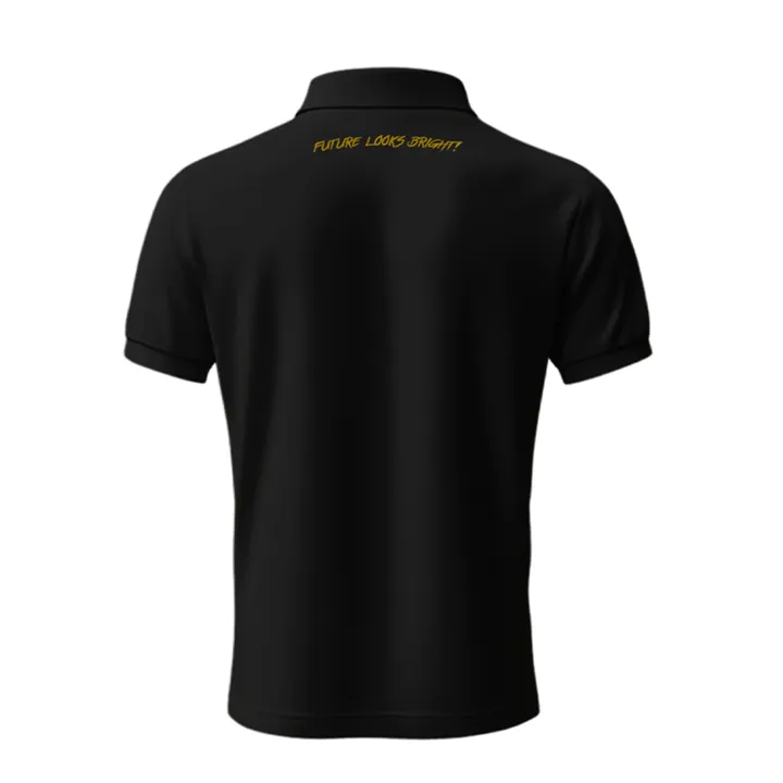 Casual Friday Future Looks Bright Lion Shield Logo Premium Black and Gold Polo Shirt (Classic Fit)