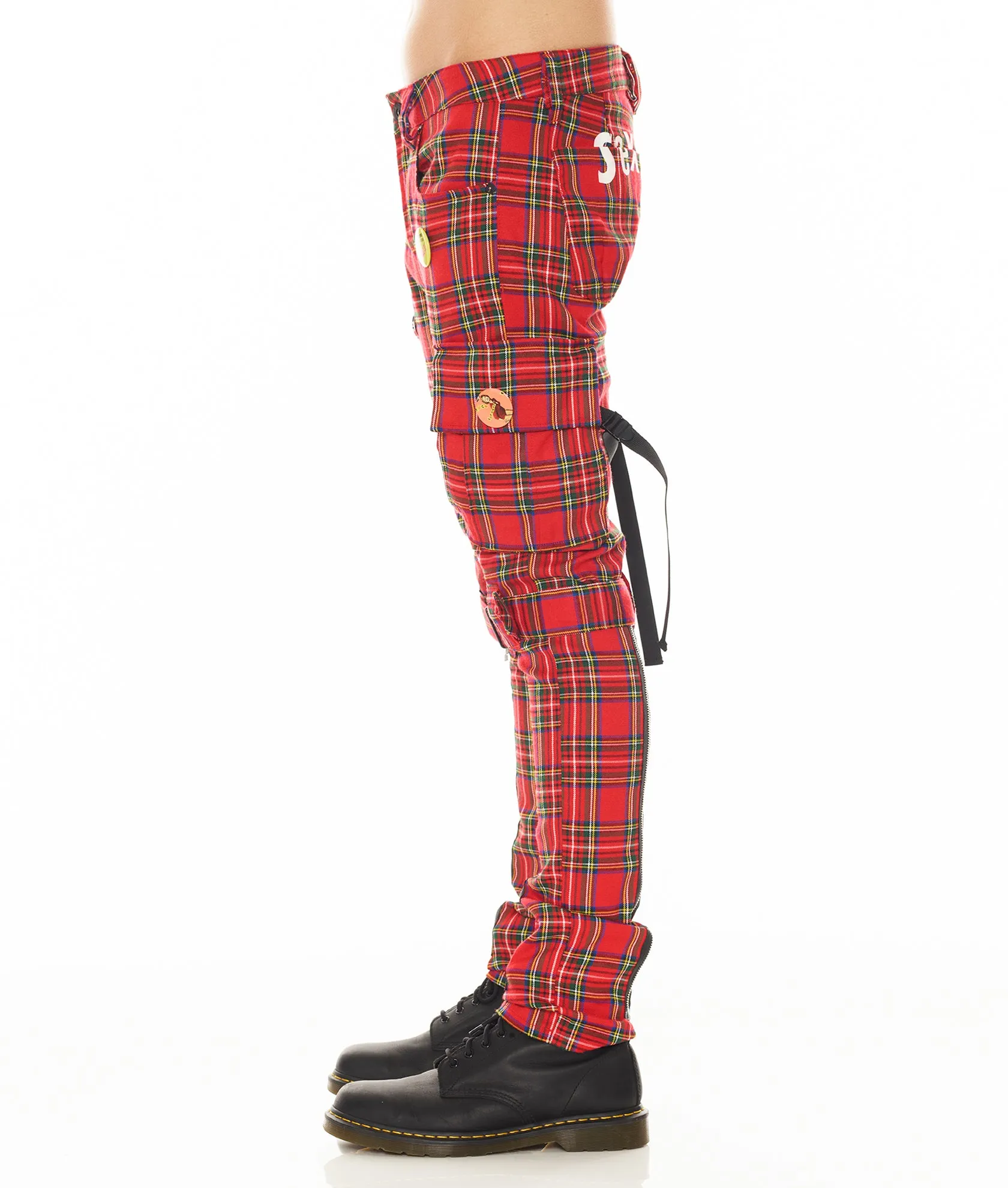 Minimal Fit Office Wear Casual ROCKER CARGO "SEX PISTOLS" IN PLAID