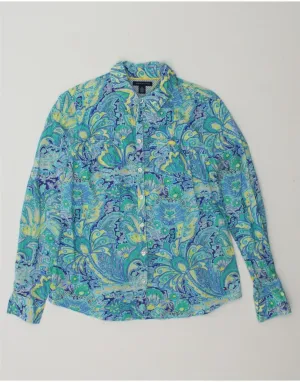 Affordable Fashion Smooth zipper closure TOMMY HILFIGER Womens Shirt Blouse UK 14 Medium Blue Floral Cotton