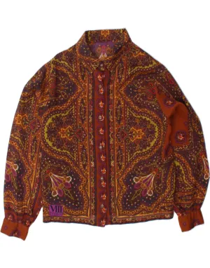 VINTAGE Womens Shirt Blouse UK 14 Large Brown Paisley Tropical theme