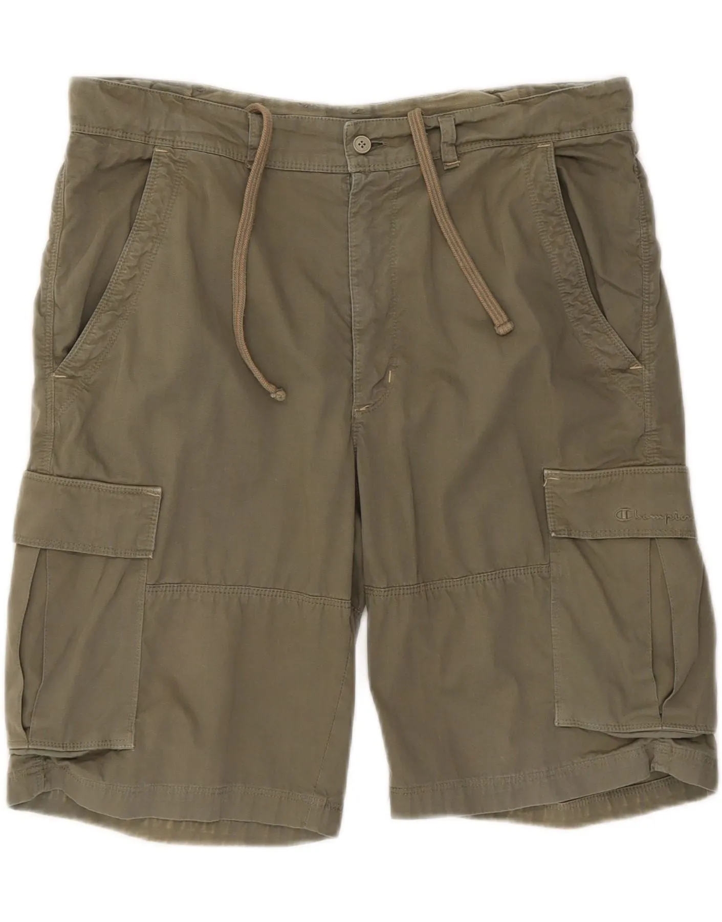 CHAMPION Mens Cargo Shorts Large W34  Khaki Cotton Slimming Effect Flexible Waist