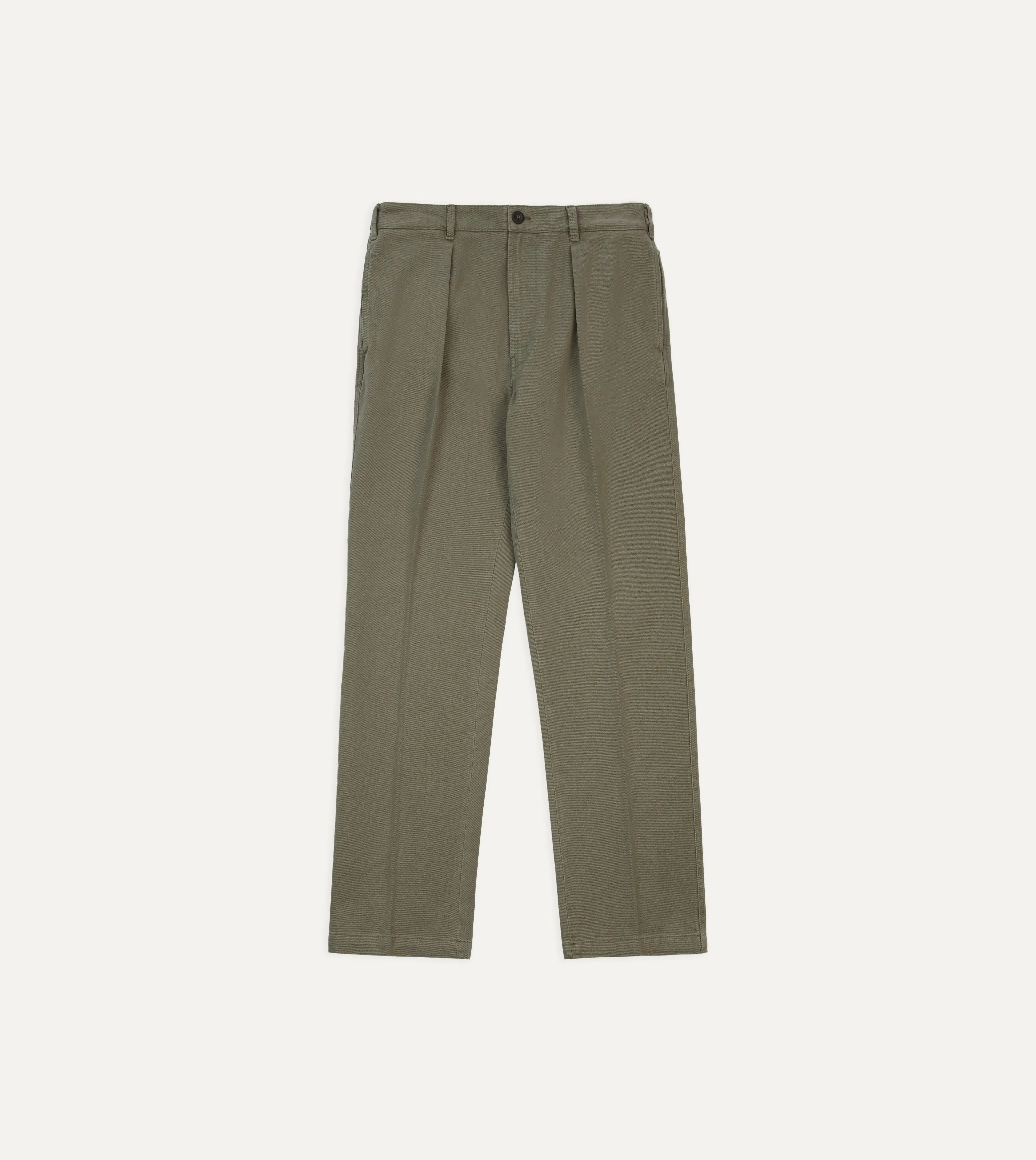 Khaki Heavy Cotton Twill Games Trousers Sleek Tailored
