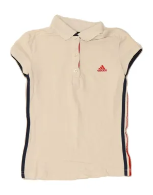 ADIDAS Womens Polo Shirt UK 8 Small White Cotton Trendy Vibe Classic Wear
