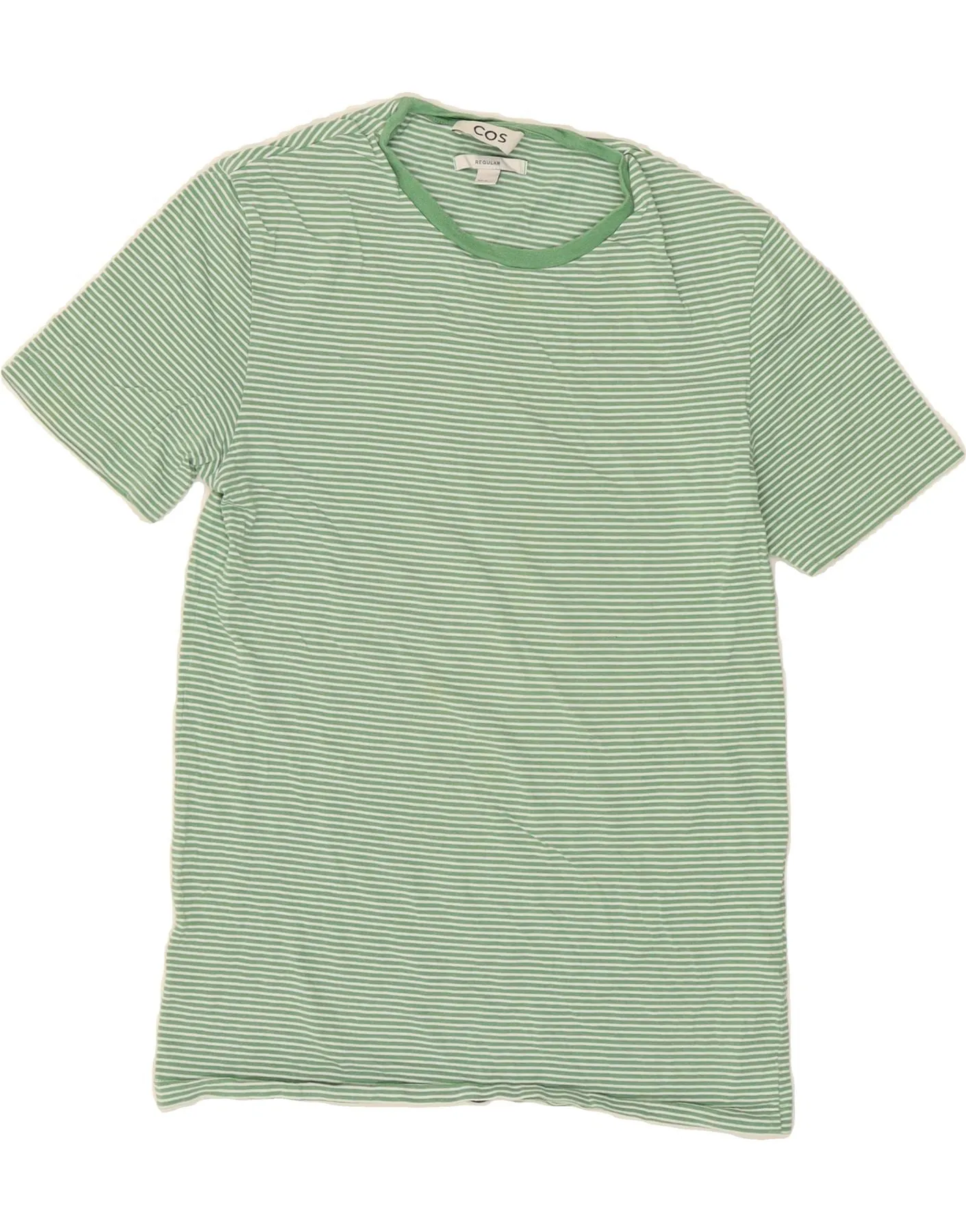 COS Womens T-Shirt BEST SELL UK 6 XS Green Pinstripe Cotton Fashion and Comfort simple design