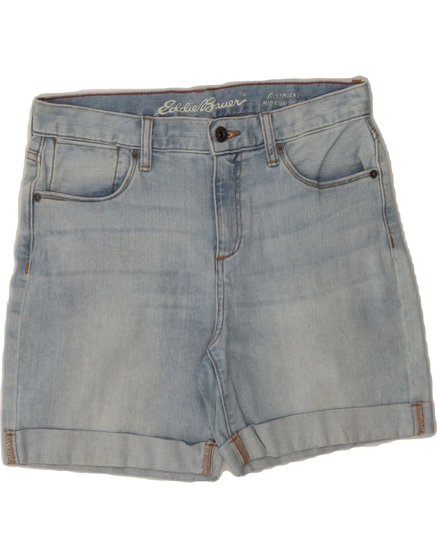 Checkered Look EDDIE BAUER Womens Denim Shorts US 2 XS W30  Blue Cotton