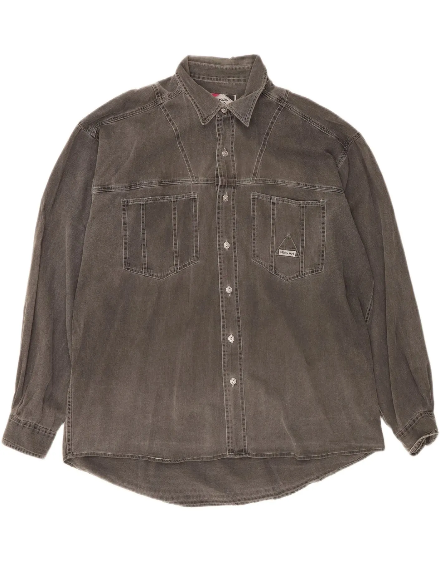 Sports Ready CASUAL LAND Mens Denim Shirt Size 43/44 XL Grey Cotton
