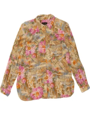 SILVY Womens Shirt Blouse IT 48 XL Beige Floral Smooth Seam Finish Beach Ready
